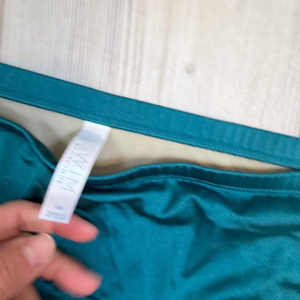 Swim by Cacique Teal Green Ruched High Waisted Caged Side Bikini Bottoms 32